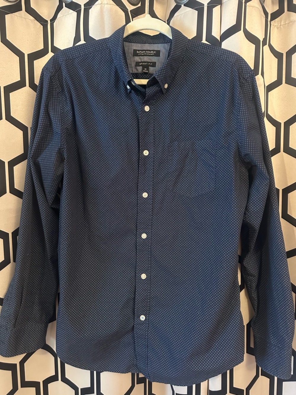 Banana Republic Navy Micro-Print Button-Down Shirt